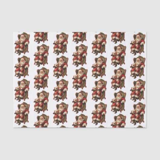  kerstman traditioneel kerstpatroon tissuepapier (Voorkant)