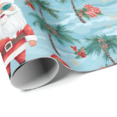 Kerstman Tropisch Strand Cadeaupapier (Rol Hoek)