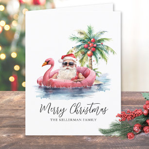 Kerstman Tropische Strand Kerstmis Feestdagen Kaart