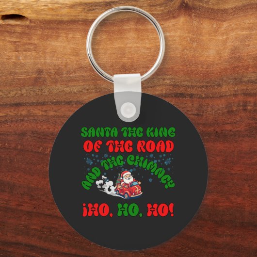 Kerstman Trucker Kerststraat Koning feestelijk Sleutelhanger (Voorkant)