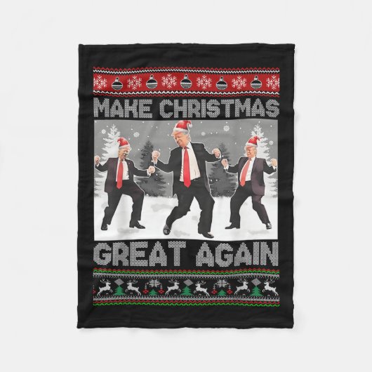 Kerstman Trump Dance Make Christmas Great Again le Fleece Deken (Voorkant)