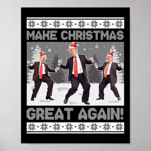 Kerstman Trump Dance Make Christmas Great Again le Poster (Voorkant)