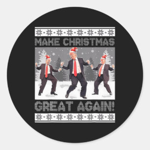 Kerstman Trump Dance Make Christmas Great Again le Ronde Sticker