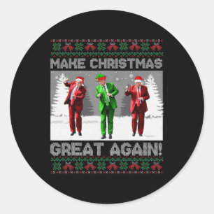 Kerstman Trump Dance Make Christmas Great Again le Ronde Sticker