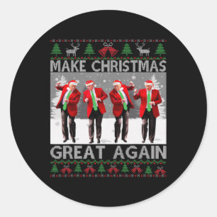 Kerstman Trump Dance Make Christmas Great Again le Ronde Sticker