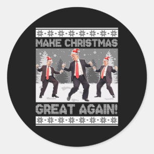Kerstman Trump Dance Make Christmas Great Again le Ronde Sticker