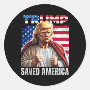 Kerstman Trump Kerst Humor Funny Trump Xmas Tank Ronde Sticker