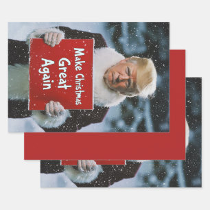 Kerstman Trump: "Maak kerst weer geweldig" Inpakpapier Vel