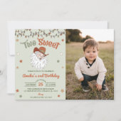 Kerstman twee lieve 2e verjaardag party foto kaart (Voorkant)