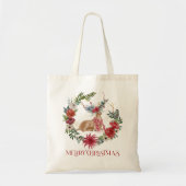 Kerstman, Typografie en bloemadem Tote Bag (Voorkant)