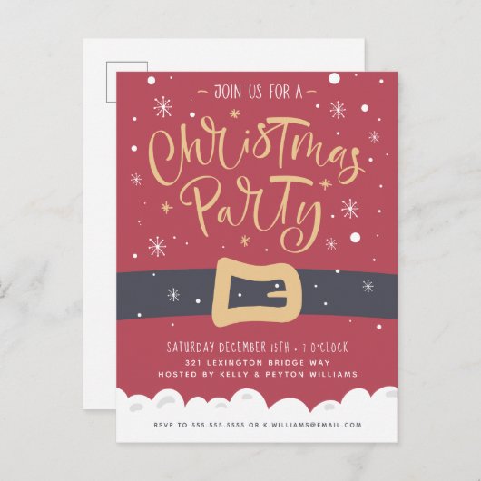 kerstman | uitnodiging voor een feestdag (Voorkant / Achterkant)