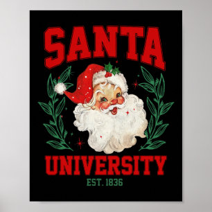 Kerstman Universiteit Grappig Retro Kerstfeest Poster