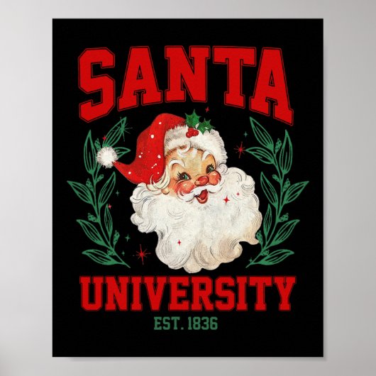 Kerstman Universiteit Grappig Retro Kerstfeest Poster (Voorkant)