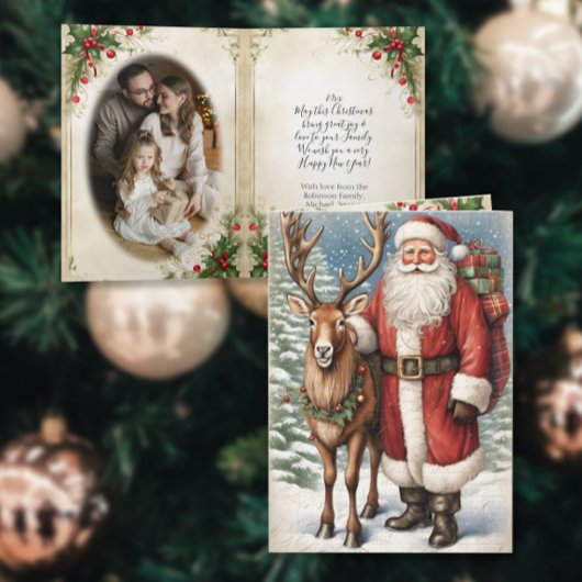  Kerstman Vader Kerst Rendier Decoupage Feestdagen Kaart