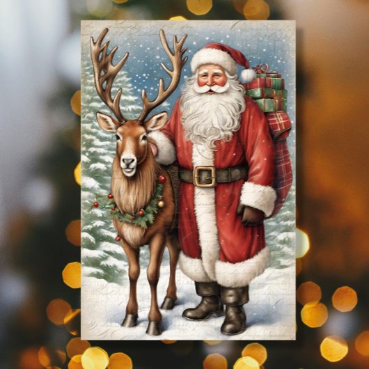 Kerstman Vader Kerst Rendier Decoupage Tissuepapier