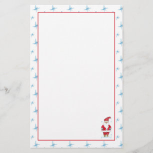 Kerstman Vakantie Blauwe Sneeuwvlokken Briefpapier