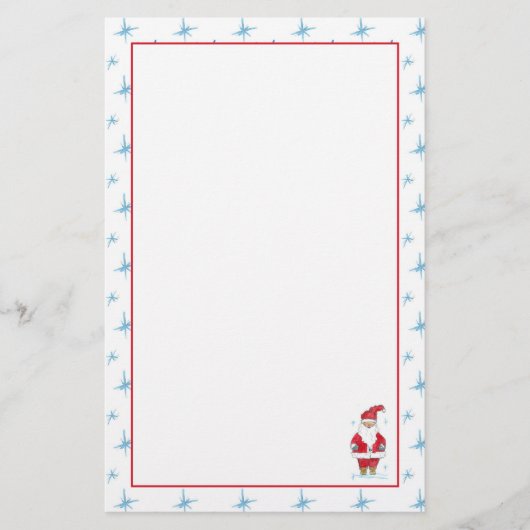 Kerstman Vakantie Blauwe Sneeuwvlokken Briefpapier (Voorkant)