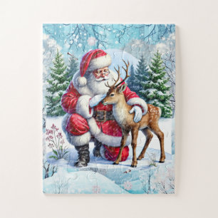 Kerstman Vakantie hert Legpuzzel