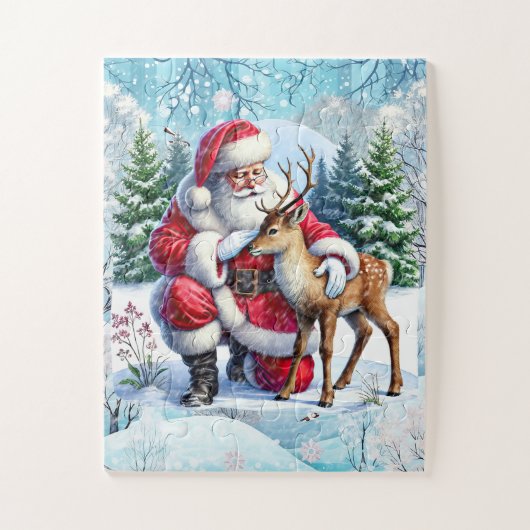 Kerstman Vakantie hert Legpuzzel (Verticaal)
