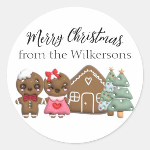 Kerstman van gekruid brood Merry Christmas Aangepa Ronde Sticker