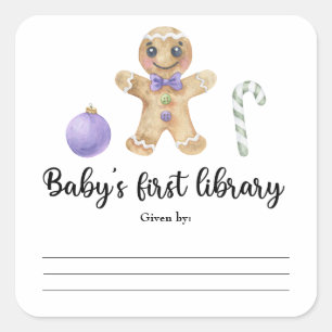 Kerstman van gemberkoek - Baby's eerste bibliothee Vierkante Sticker