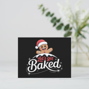 Kerstman van gemberkoek Familie laten we bakken Feestdagenkaart