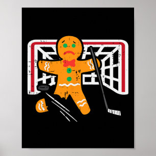 Kerstman van gemberkoek Ijshockey Pret Kerstmannen Poster