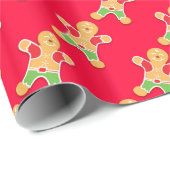 Kerstman van gemberkoek rood kerst bakpatroon cadeaupapier (Rol Hoek)