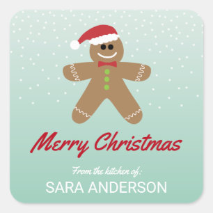 Kerstman Van Kerstbrood Uit De Keuken Van Vierkante Sticker