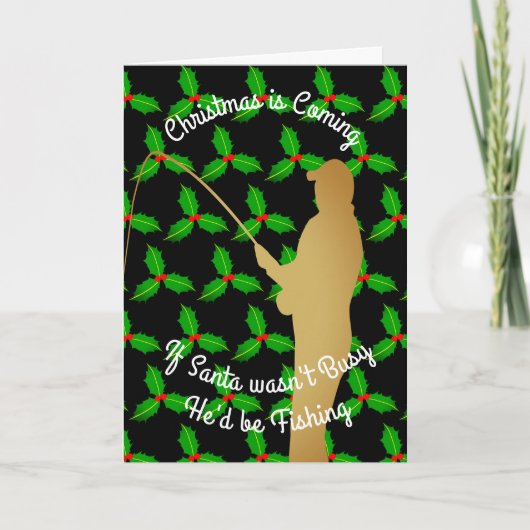 Kerstman van Kerstmis zou vissen Feestdagen Kaart (Voorkant)