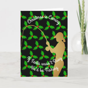 Kerstman van Kerstmis zou vissen Feestdagen Kaart