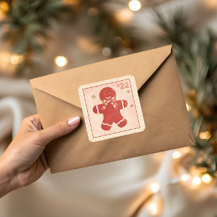 Kerstman van oude gemberkoek Kerst Vierkante Sticker