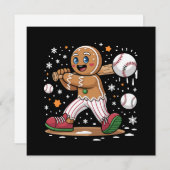 Kerstman van peperkoek als sporter baseballspeler feestdagenkaart (Voorkant / Achterkant)