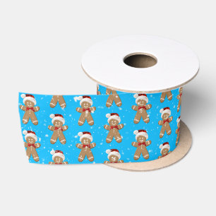 Kerstman-van-peperkoek in sneeuwvlokken lint