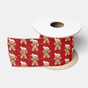 Kerstman-van-peperkoek in sneeuwvlokken lint