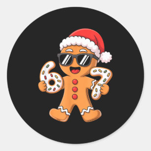 Kerstman van peperkoek met zonnebril met 67 koekje ronde sticker