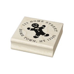 Kerstman-van-peperkoek Ronde Retouradres Rubberstempel