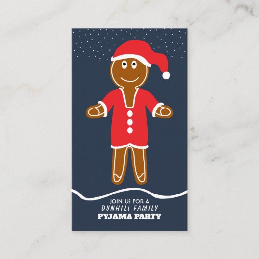 Kerstman van peperkoek, uitnodiging voor kerstfees informatiekaartje (Voorkant)