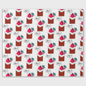 Kerstman vast in de schoorsteen Cadeaupapier (Vlak)