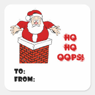 Kerstman vast in schoorsteen Ho Ho Oeps! Vierkante Sticker
