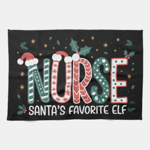 Kerstman-verpleegsters Favoriete Elf Kerst Inspire Theedoek