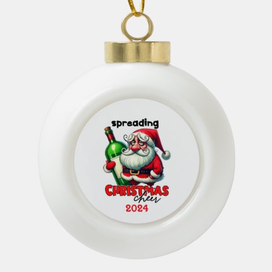 Kerstman verspreidt kerstsfeer keramische bal ornament (Voorkant)