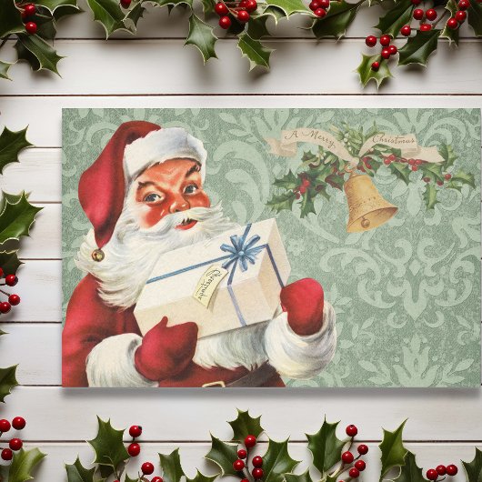  kerstman Victoriaans groen Tissuepapier