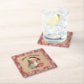  kerstman vierkante kartonnen onderzetter (Insitu)