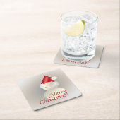 Kerstman Vierkante Kartonnen Onderzetter (Insitu)