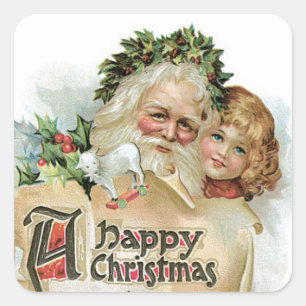 kerstman vierkante sticker