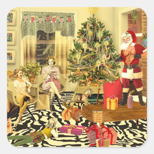 Kerstman Vierkante Sticker (Voorkant)