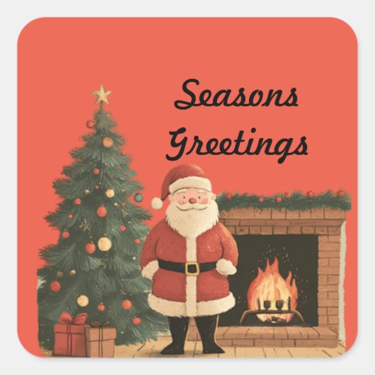 kerstman vierkante sticker (Voorkant)