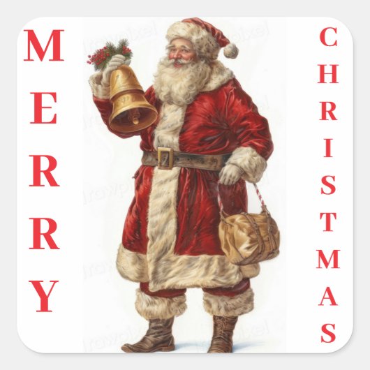 kerstman vierkante sticker (Voorkant)