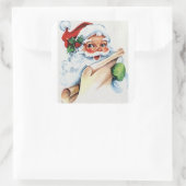  kerstman vierkante sticker (Tas)